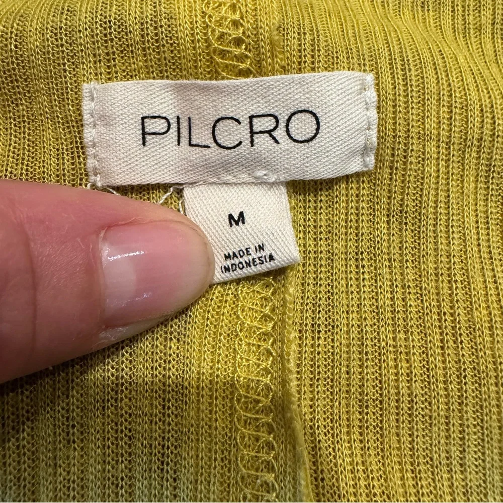 Anthropologie Pilcro Chartreuse Yellow Long Sleeve Henley Top - Picture 9 of 11